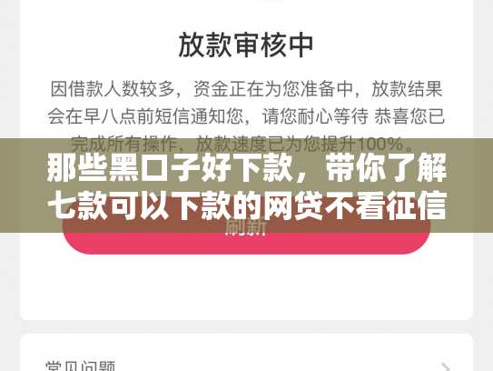 那些黑口子好下款，带你了解七款可以下款的网贷不看征信